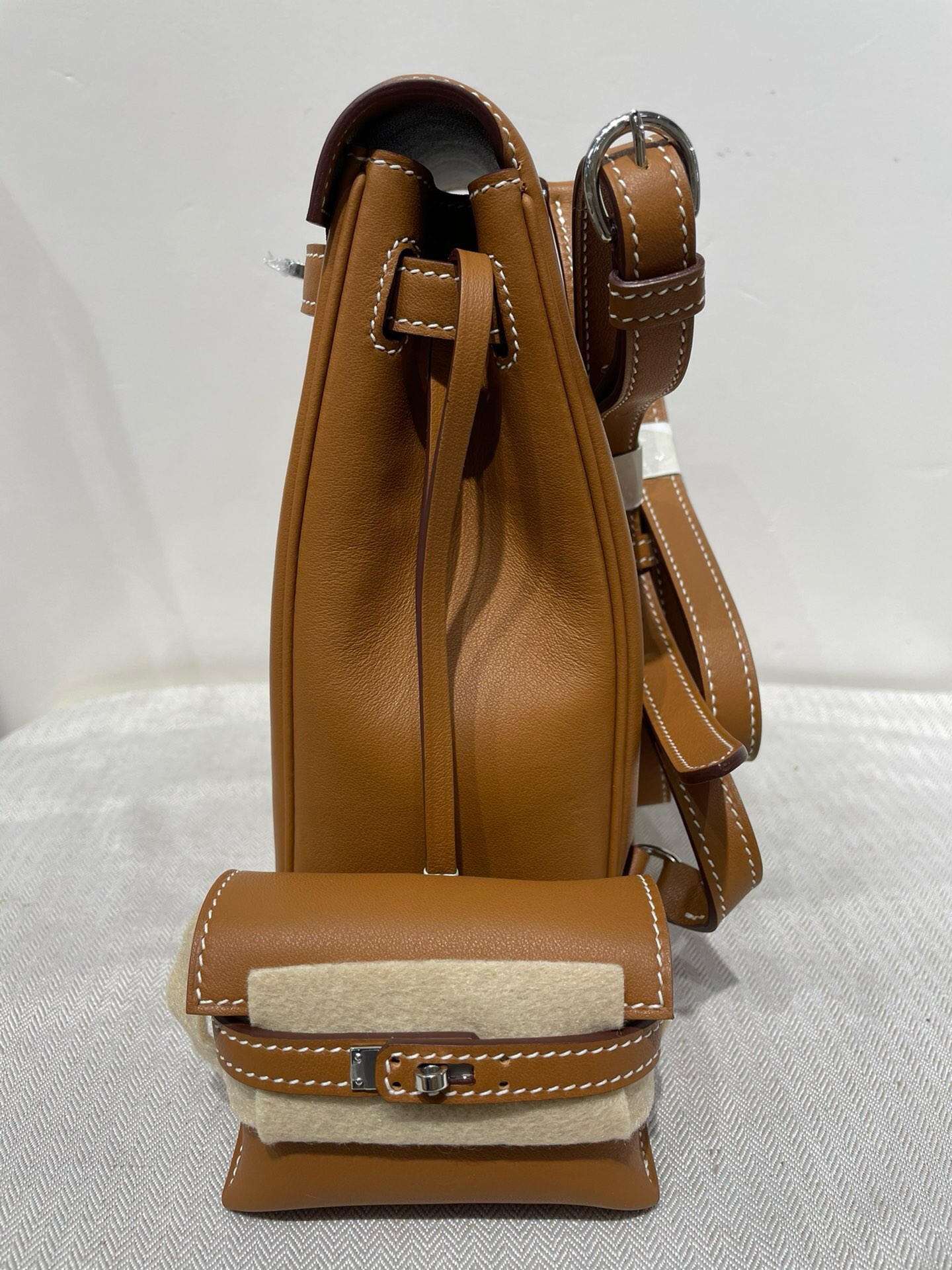 Hermes Kelly Ado Pockets Backpack In Brown Swift Leather